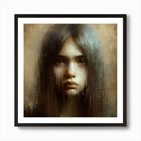 Girl With Tears On Her Face Art Print