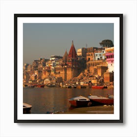 Sunrise In Varanasi, India Art Print