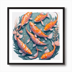 Koi Fish Watercolor Painting (8) Art Print