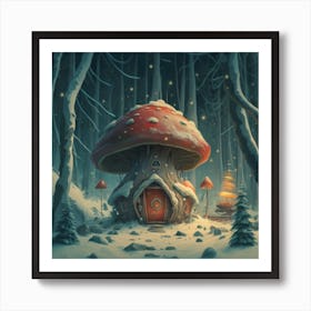 Red mushroom shaped like a hut 5 Art Print