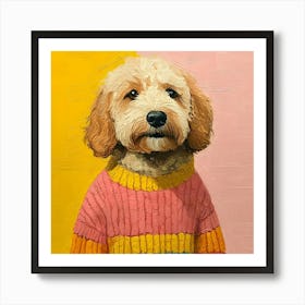 Goldendoodle Yellow And Pink 2 Art Print