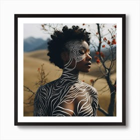 Zebra Body Painting Art Print