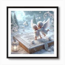 Angels On The Book Art Print