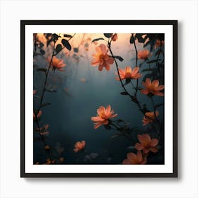 Flowers In The Mist Art Print