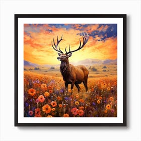 Deer In The Field 3 Art Print