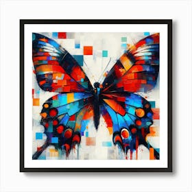 Colourful Cubist Abstract Butterfly v3 Art Print