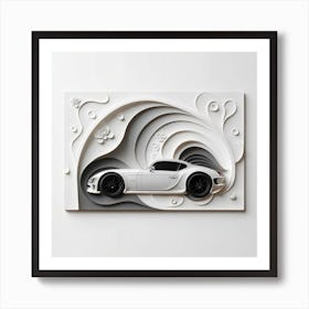 White Sports Car Wall Art Art Print