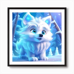 Wolf pup In The Snow Art Print
