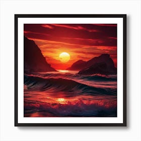 Sunset Over The Ocean 89 Art Print