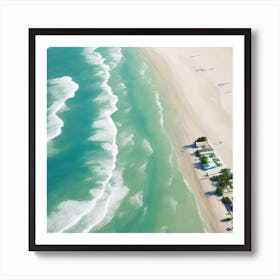 Aerial Beach View Watercolour Art Print 5 Póster