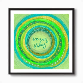 Vegan Vibes Green Vegetarian Mandala Art Print