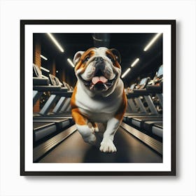 Bulldog Running On Treadmill Art Print