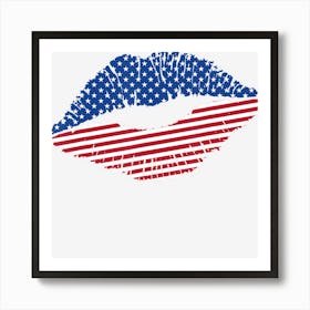 American Flag Lips Independence Day 4th Of Art Print