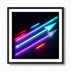 Abstract Navigation Arrows Glowing Neon Colors Against A Dark Gradient Background Suggested Moveme (1) Art Print