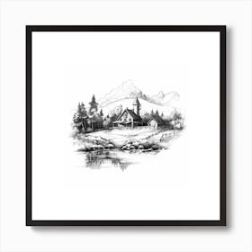 Idyllic Country Dwelling Sketch Art Print