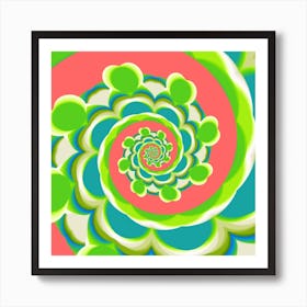 Green-ish and Blue-ish Swirl Abstract w/Orange-y Background ~ 10.1.23.1 Art Print