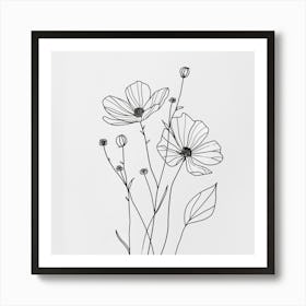 Line Drawing Of Flowers 1 Art Print