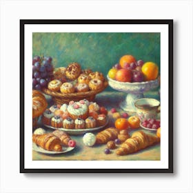 Fruit And Pastries Art Print