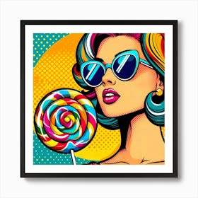 Pop Girl With Lollipop Art Print