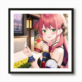 Anime Girl With Pink Hair 1 Art Print