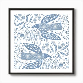 Blue Peace Dove Birds Art Print