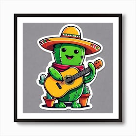 Cactus Playing Guitar 3 Art Print