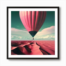 Pink Hot Air Balloon In The Desert Art Print