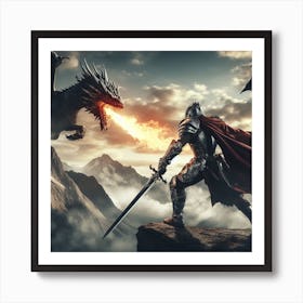 Dragon In Mountain Art Print