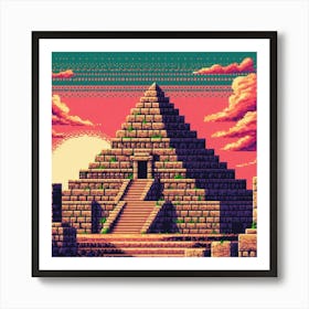 8-bit ancient temple Art Print