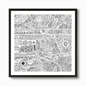 Doodles In Black And White Line Art 5 Art Print 2 Art Print