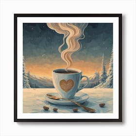 Coffee Cup With Heart Art Print