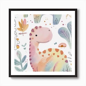 Cute Muted Pastel Maiasaura Dinosaur  1 Art Print