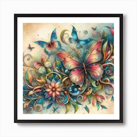 Colorful Butterflies 1 Art Print