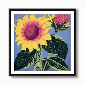 Sunflower 3 Pop Art Illustration Square Art Print
