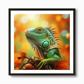 Iguana In Autumn Art Print