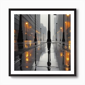 Rainy Cityscape Art Print