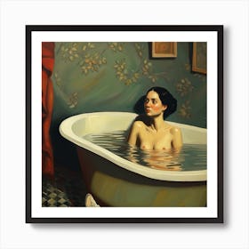 Woman In A Bathtub 1 Art Print