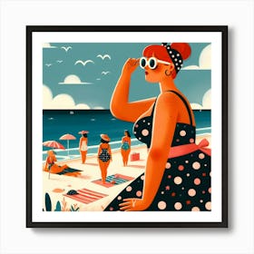 Redhead Girl At The Beach Art Print