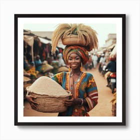 African Woman With Basket Art Print