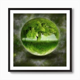 Green Tree In A Sphere Art Print