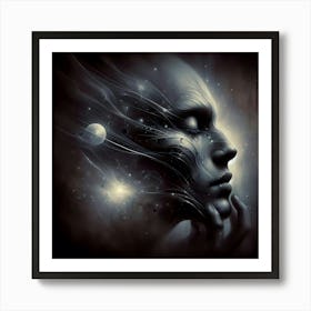 Woman'S Face In Space Art Print