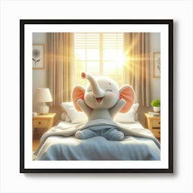 Cute Elephant In Bed 1 Art Print