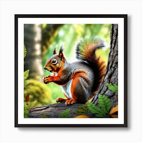 Squirrel In The Forest 341 Art Print