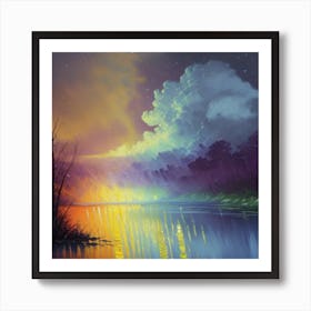 Night At The Lake Art Print