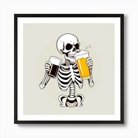 Skeleton Drinking Beer 3 Art Print