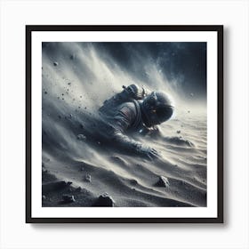 Ashes to Ashes 2/4   (spaceman crashed moon dust planet space travel astronaut bowie major tom death drying Apollo alone afraid scared oxygen moon)  Art Print