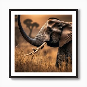 Elephant In The Grass Poster