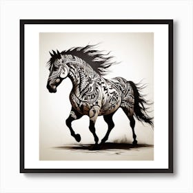 Horse In Black And White Art Print