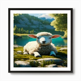 Sheep In The Grass Art Print