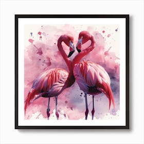 Flamingos In Love 4 Art Print